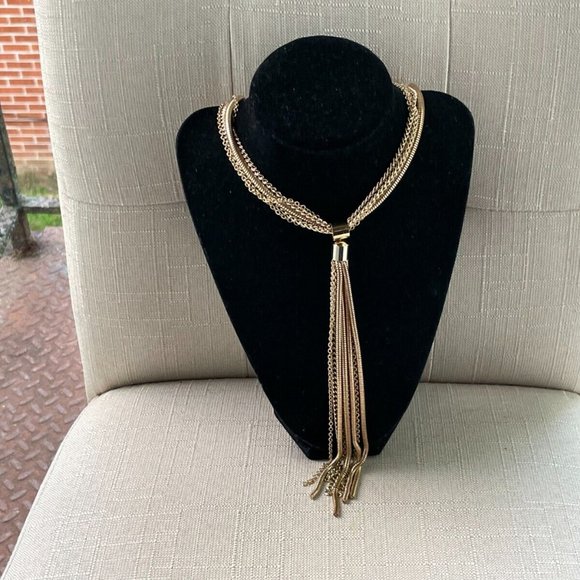 INC International Concept Women Necklace SNK Chain Long Tassel Gold Tone Yneck - Picture 5 of 12